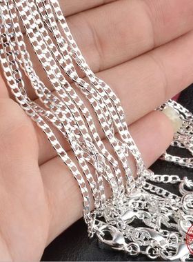 1pcs hot Fine 2MM Flat Necklace Chain For Women Men Fashion