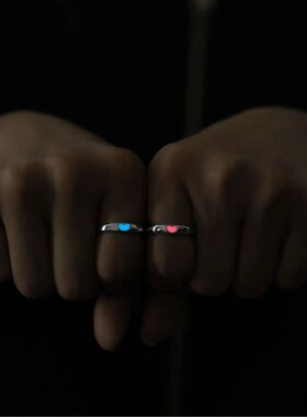 Blue Pink Luminous Ring For Couple Creative Love Heart Index