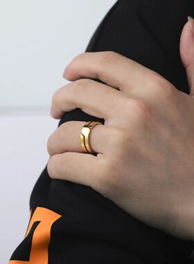 Stainless Steel Ring for Men Women Black Minimalist Casual F
