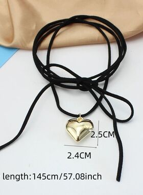 Punk Goth Black Velvet Big Heart Pendant Choker Necklace for