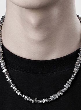 Fashion 8mm Irregular Natural Hematite Men Necklace 18 Inche