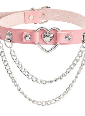 Punk Gothic Love Pendant Pu Leather Collar Women Wear Christ