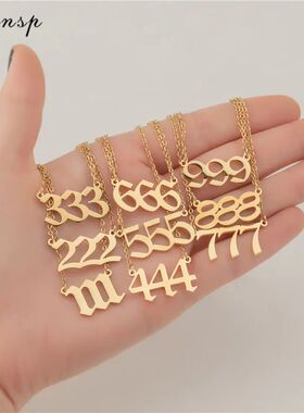 Stainless Steel Angel Number Necklace 111 333 222 555 666 44