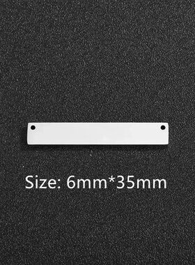 5pcs/Lot Bar Charm 6*35mm Mirror Polish Stainless Steel Rect