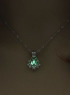 Luminous GlowingInThe Dark Moon Lotus Flower Shaped Pendant