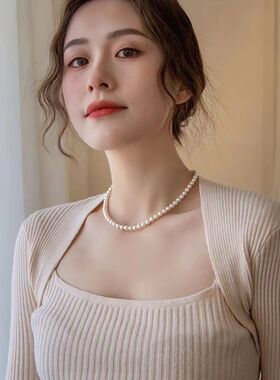 New Vintage Elegant Jewelry Simple White Pearl Chain Choker
