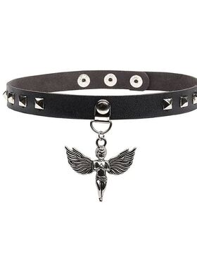 Punk Gothic Choker Necklaces For Women Girls Rivet Butterfly