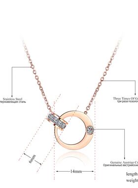 Double Circle Cubic Zirconia Chain Link Necklaces Jewelry St