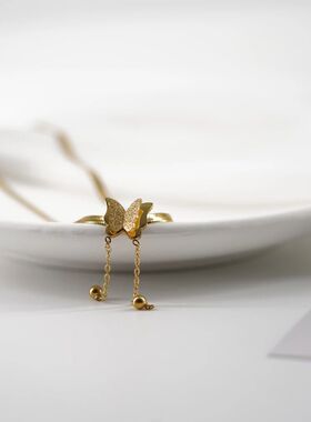 Vintage Butterfly Necklace Women Gold Color Stainless Steel