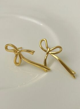 18K Gold Plated Y2K Bow Earrings For Women Stud Nail Fashion