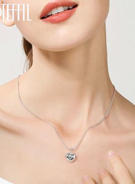 Silver Color Solid Small Heart Pendant Necklace 16-30 Inch S