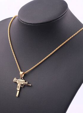 Personality Uzi Gun Shaped Pendant Necklace For Women Men Ba