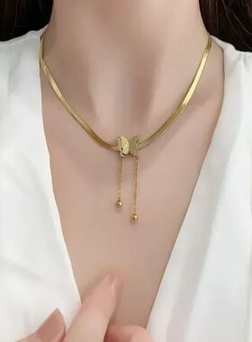 Stainless Steel Butterfly Pendant Neck Necklace for Girls Wo