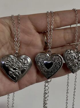 Romantic Heart Locket Pendant Openable Female Silver Color S