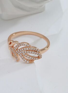 Luxury Full Zircon Fashion Rings Jewelry 585 Rose Gold Color