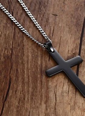 Punk Stainless Steel Cross Gold Silver Color Necklace for Wo