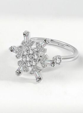 Fashion Interesting Rotatable Snowflake Rings For Women Shin