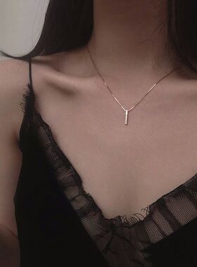 Silver Color Strip Geometric Cubic Zircon Necklace Simple Cl