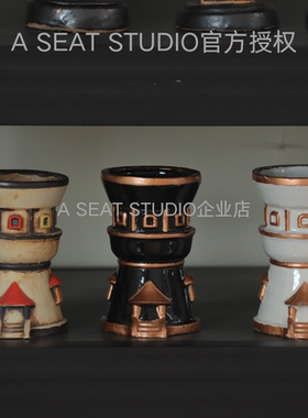 A SEAT STUDIO 泰国进口塔楼城堡造型块根绿植手工花盆