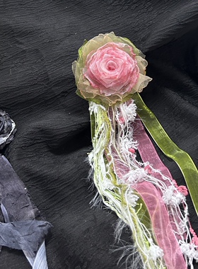 搭配高岭之花系列手工花簇 Lolita胸针发夹小物 烧花氛围感choker