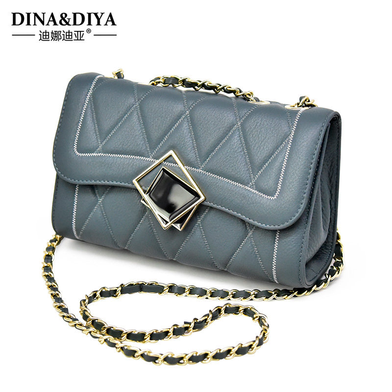 真皮女包2022新款潮轻奢质感链条包 迪娜迪亚女士包袋