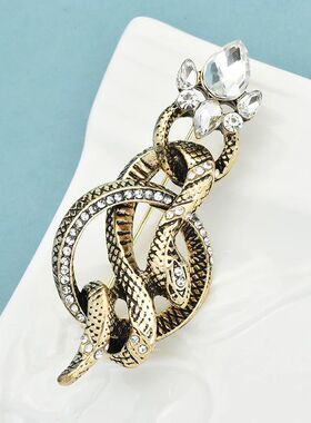Vintage Snake Brooches Pins For Women Unisex Rhinestone