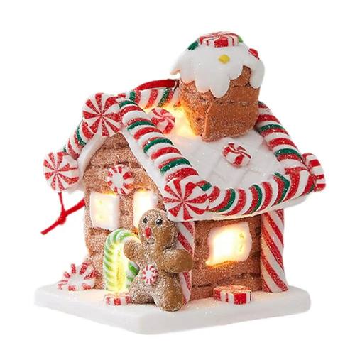 Gingerbread House Tree Topper Light Up Mini Gingerbread Hous - 图0
