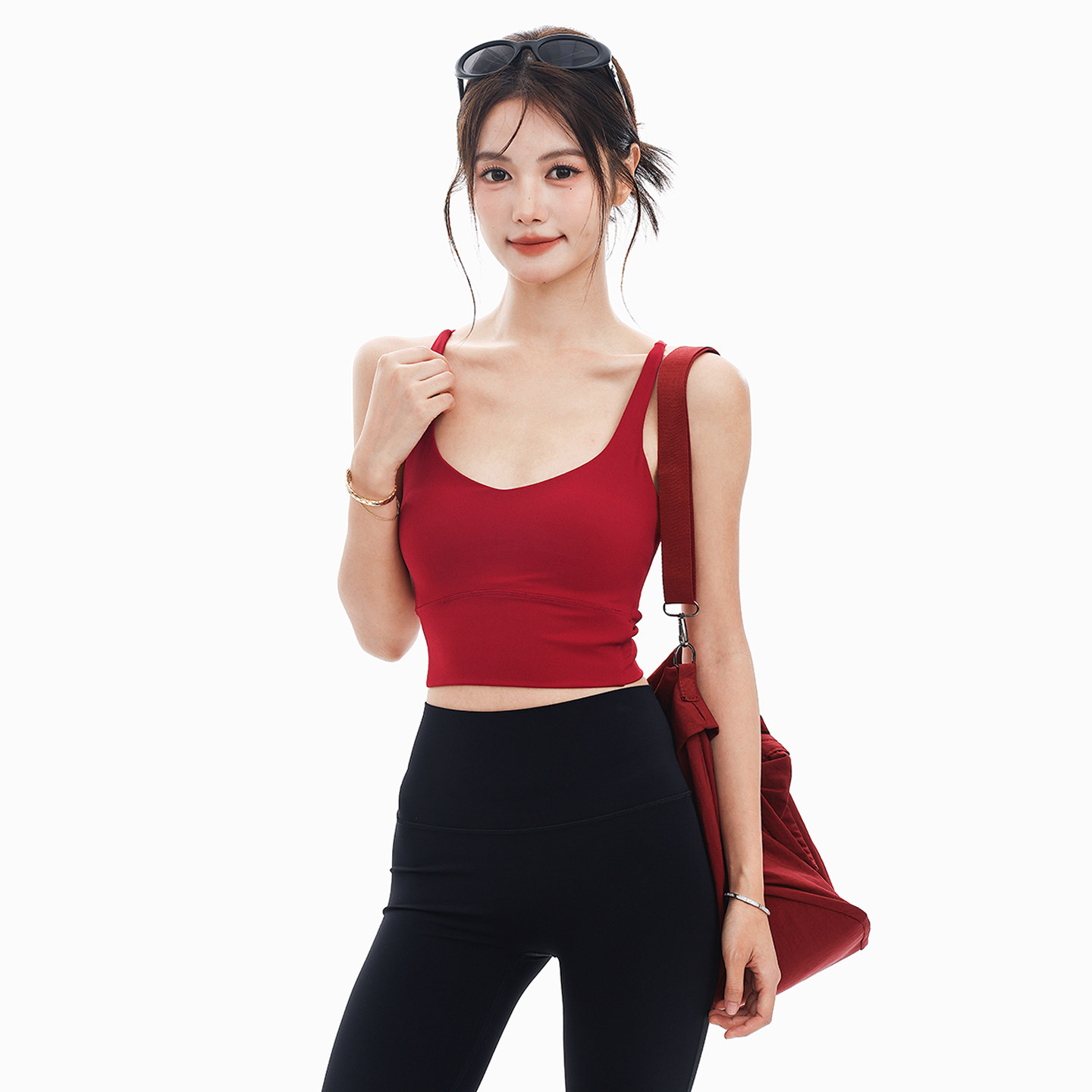 奔跑吧卡卡固定式胸垫细肩带防下垂瑜伽美背背心健身运动内衣文胸,淘宝优惠券,粉丝福利购,淘宝优惠卷