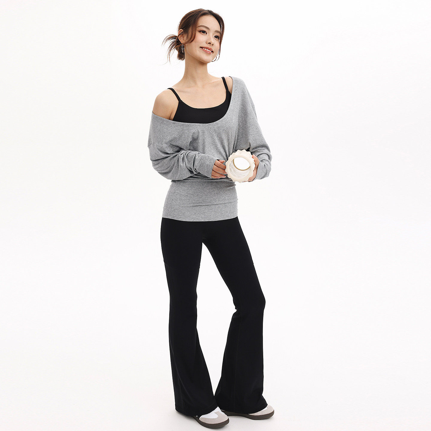 奔跑吧卡卡瑜伽服上衣套头宽松大U领长款T恤长袖秋季外搭运动罩衫,淘宝优惠券,粉丝福利购,淘宝优惠卷