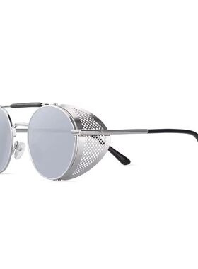 Round Steampunk Sunglasses Men Women Fashion Metal Glasses D