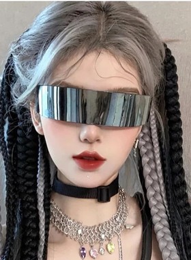 Y2K Future Warrior Rimless Sunglasses Lens Wrap Around Cyber