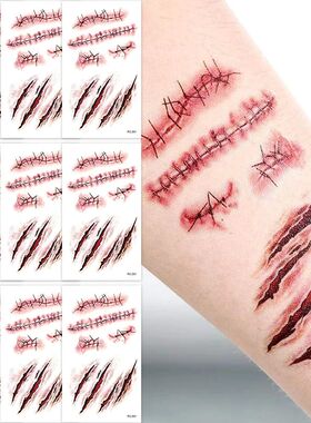 32Pcs Halloween 3D Fake Scar Temporary Tattoos - Bloody Woun