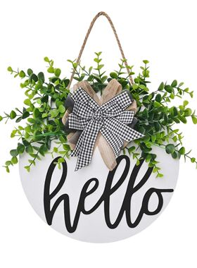 Welcome Sign Hello Front Door Round Wooden Sign Hanging Welc