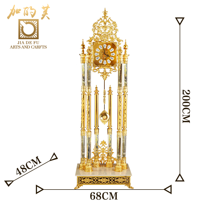 加的芙欧洲艺术设计欧式落地钟客厅装饰大摆钟金色水晶立钟家居-图3