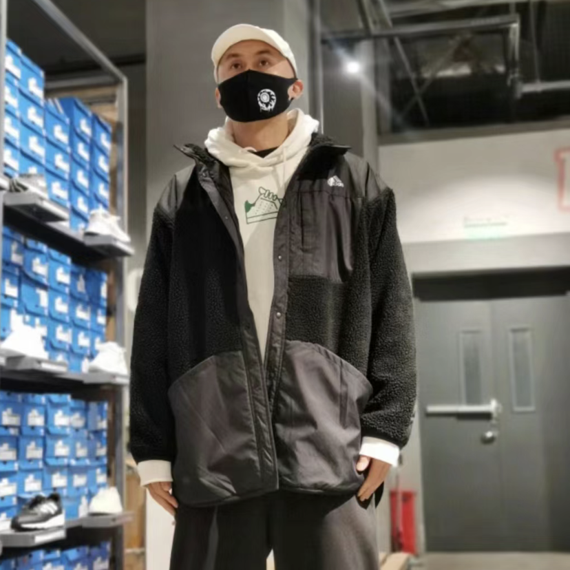 ADIDAS阿迪达斯秋冬男仿羊羔绒拼接棉服女子开衫外套棉衣 H40911-图1