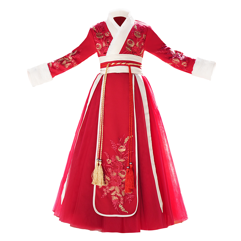 汉服女童唐装拜年服新年衣服国风古装秋冬季加绒儿童女孩加厚冬装,淘宝优惠券,粉丝福利购,淘宝优惠卷