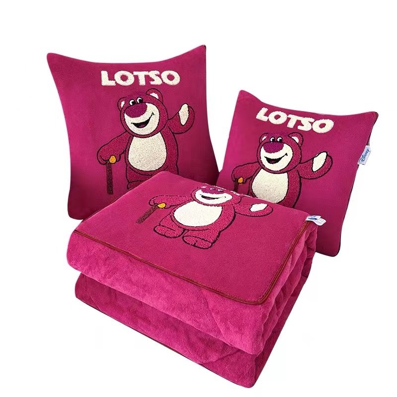 史迪仔草莓熊两用枕头被午睡空调毯2024款折叠靠枕可收纳抱枕被子,淘宝优惠券,粉丝福利购,淘宝优惠卷