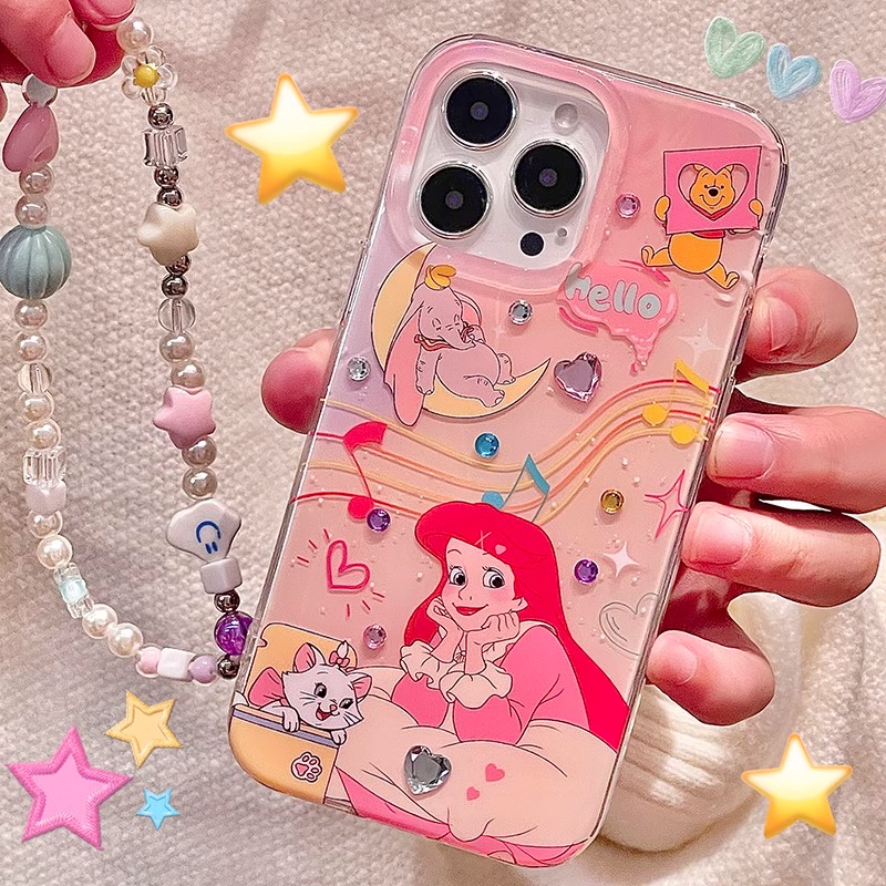 17双层iphone15promax手机壳16手腕绳适用女苹果15pro卡通可爱保护套14plus迪士尼公主13少女心12小众11原创 - 图0