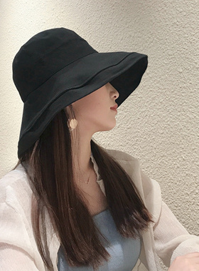 黑色女夏春秋百搭大沿遮阳帽子