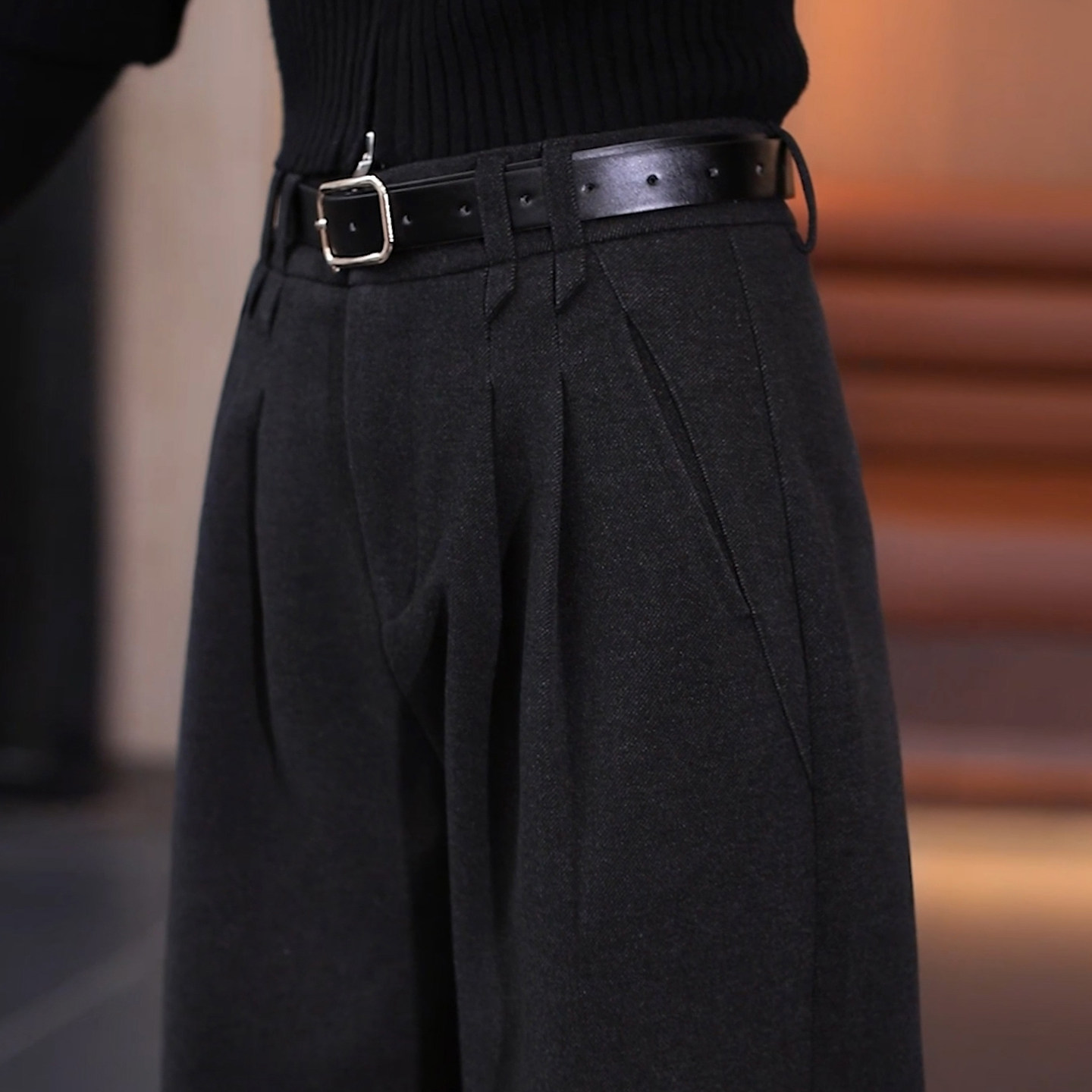 毛呢窄版阔腿裤女秋冬2025新款高腰垂感休闲西装裤宽松显瘦直筒裤,淘宝优惠券,粉丝福利购,淘宝优惠卷