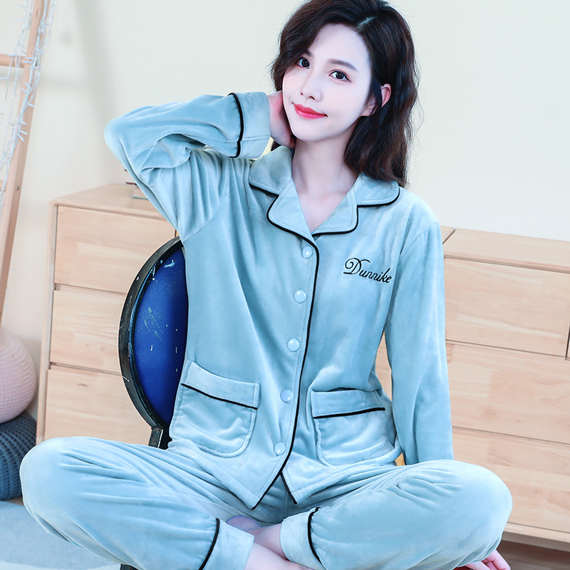 秋冬季长袖开衫珊瑚绒海岛绒睡衣 顿尼科睡衣/家居服套装