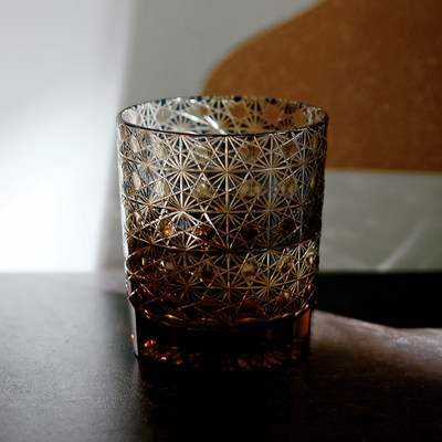 星芒杯江户切子手工雕刻玻璃酒杯威士忌酒杯水晶玻璃烈酒杯冷水杯 虎窝淘