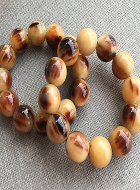 珍品原生耗牛角手串男士佛珠西藏耗牛角手链带血丝文玩盘玩念珠