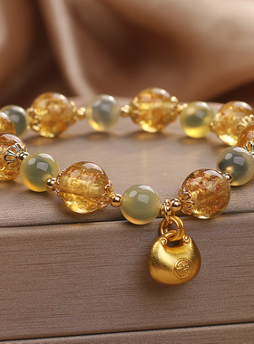 天然黄水晶福袋手链女轻奢小众