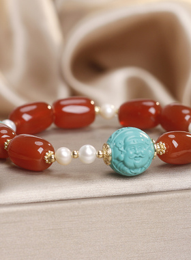 新中式红玛瑙珍珠转运手链