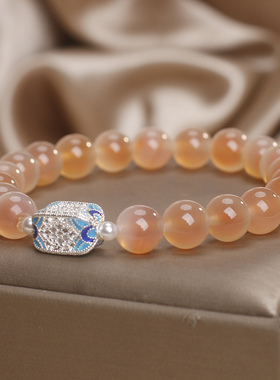 天然橙色糖心玛瑙招财如意女款手