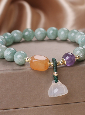 民族风转运绿色玉石手