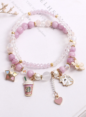 少女心夏日清新独角兽水晶石头