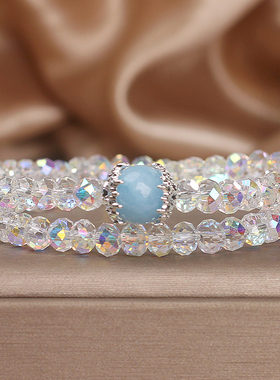 奥地利白色水晶双圈手链女款轻奢