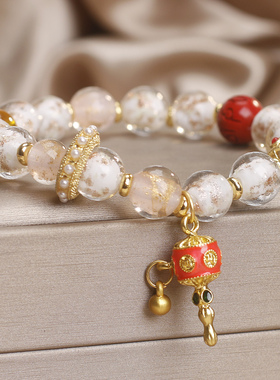 香灰樱花夜光琉璃招财转运手串